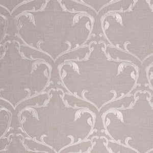 Angelica Taupe Beige Neutral Embroidered Damask Drapery Fabric / Shadow