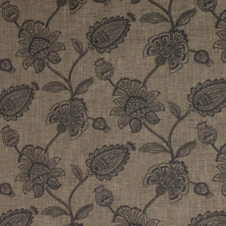 Ansley Park Embroidered Neutral Jacobean Drapery Fabric / Black Walnut