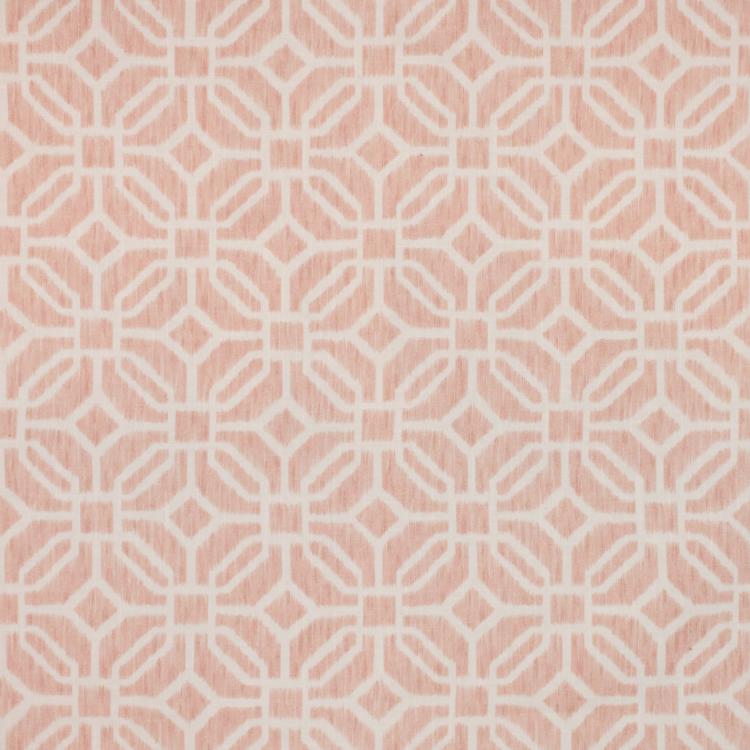 Blush Rose Pink White Geometric Trellis Drapery Fabric / Blush FT14