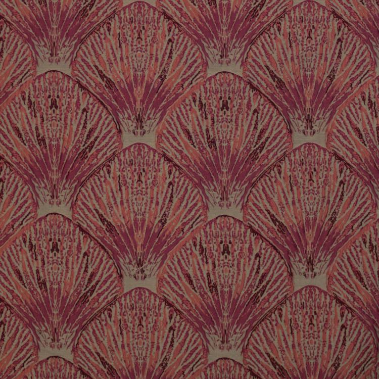 Coquille Red Upholstery Nautical Seashell Fabric / Coral
