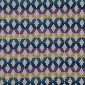 Di Lido Purple Teal Blue Mustard Gold Geometric Upholstery Fabric / Wisteria