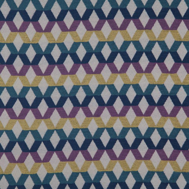 Di Lido Purple Teal Blue Mustard Gold Geometric Upholstery Fabric / Wisteria