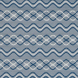 Glenwick Navy Blue with White Geometric Upholstery Fabric / Indigo