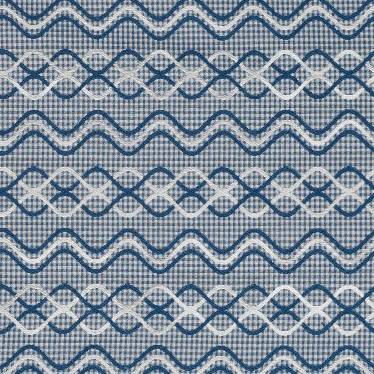 Glenwick Navy Blue with White Geometric Upholstery Fabric / Indigo