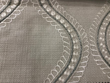 Load image into Gallery viewer, Embroidered Drapery Fabric Geometric Trellis Beige Gray Neutral / RMIL13
