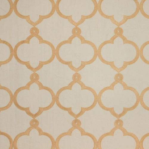Kafu Trellis Beige Mustard Gold Embroidered Drapery Upholstery Fabric / Gold Rush
