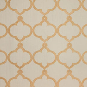 Kafu Trellis Beige Mustard Gold Embroidered Drapery Upholstery Fabric / Gold Rush