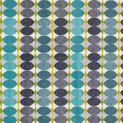 Abstract Mid Century Modern Upholstery Fabric Teal Blue / Lagoon RMIL16