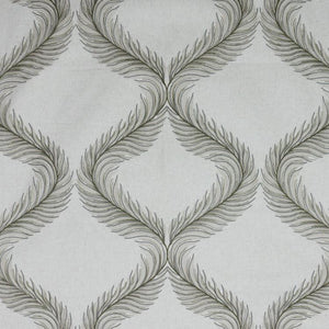 Nom de Plume Silver Gray Embroidered Feather Drapery Fabric / Sterling