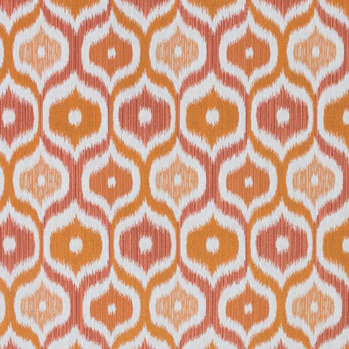 Rio Arriba Orange Coral White Geometric Upholstery Fabric / Mango