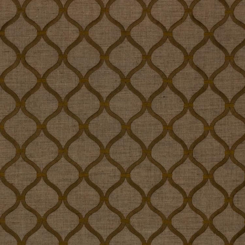 Romesco Trellis Embroidered Brown Geometric Fabric / Toffee