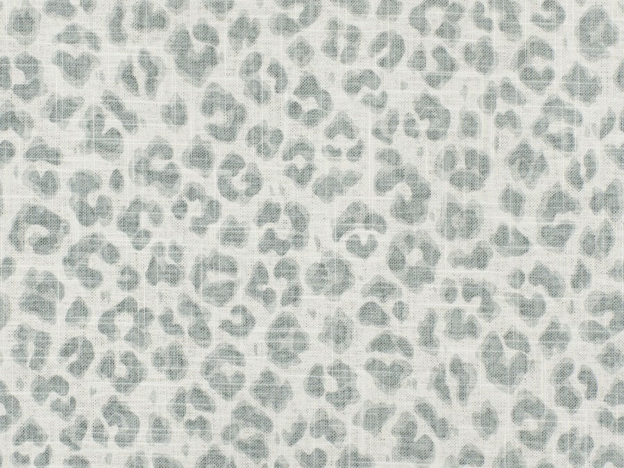 Linen Rayon Cheetah Leopard Animal Print Steel Grey Off White Drapery Fabric