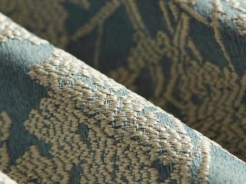 Abstract Botanical Tree Pattern Teal Blue Beige Upholstery Drapery Fabric