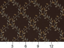 Load image into Gallery viewer, Heavy Duty Leaf Brocade Dark Umber Aqua Blue Beige Upholstery Drapery Fabric