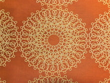 Load image into Gallery viewer, Designer Burnt Orange Gold Beige Water Resistant Geometric Medallion Upholstery Art Nouveau Fabric WHS 5167