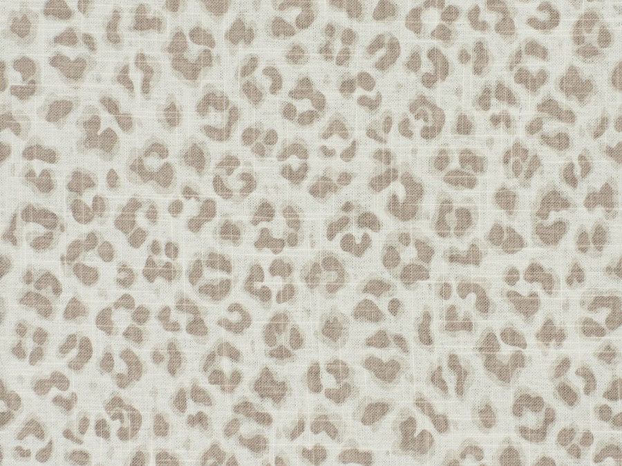 Linen Rayon Cheetah Leopard Animal Print Beige Taupe Off White Drapery Fabric