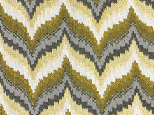 Load image into Gallery viewer, Designer Mustard Gold Grey Off White Flamestitch Geometric Upholstery Drapery Fabric