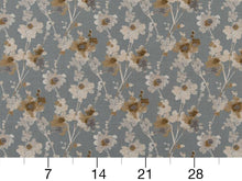 Load image into Gallery viewer, Heavy Duty Abstract Floral Tapestry Slate Blue Mustard Gold Grey Ivory Upholstery Fabric