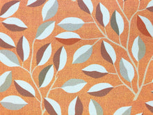 Load image into Gallery viewer, Designer Orange Beige Gray Botanical Leaf Pattern Faux Leather Vinyl Upholstery Fabric