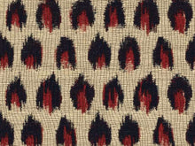 Load image into Gallery viewer, Iris Apfel Spotted Ikat Animal Pattern Beige Navy Blue Red Drapery Fabric
