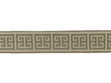Load image into Gallery viewer, 2.5" Wide Grey Beige Geometric Greek Key Upholstery Drapery Border Tape Trim