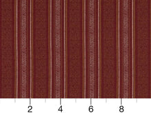 Load image into Gallery viewer, Burgundy Red Beige Stripe Upholstery Drapery Fabric