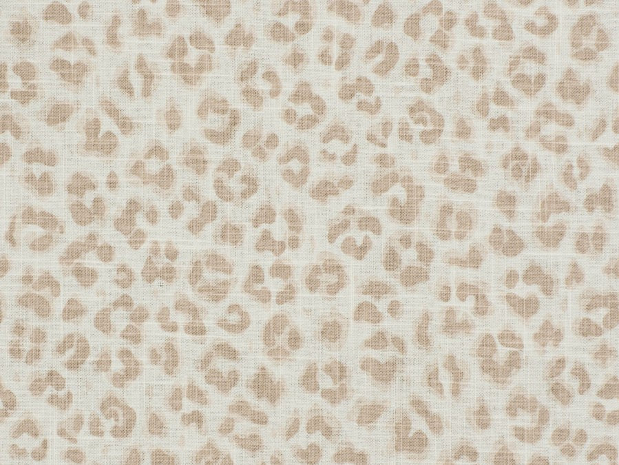 Linen Rayon Cheetah Leopard Animal Print Cream Off White Ivory Drapery Fabric