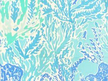 Load image into Gallery viewer, 2 Yds Min Lilly Pulitzer Let&#39;S Cha Cha Shorely Blue Abstract Botanical Aquamarine Sky Blue Seafoam Upholstery Drapery Fabric