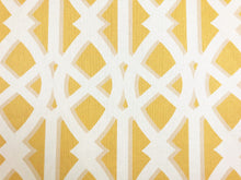 Load image into Gallery viewer, P Kaufmann Ivory Yellow Trellis Geometric Chinoiserie Upholstery Drapery Fabric