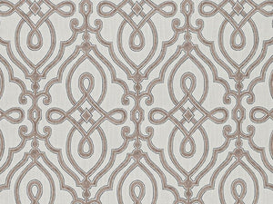 Ivory Mocha Brown Grey Trellis Geometric Upholstery Drapery Fabric