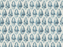Load image into Gallery viewer, Linen Cotton Ivory Navy Blue Botanical Print Upholstery Drapery Fabric