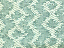 Load image into Gallery viewer, Zimmer-Rohde 1044108685 Marjory Woven Aqua Blue Off White Ikat Ethnic Geometric Upholstery Fabric