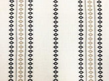 Load image into Gallery viewer, Designer Off White Black Taupe Geometric Embroidered Stripe Drapery Fabric