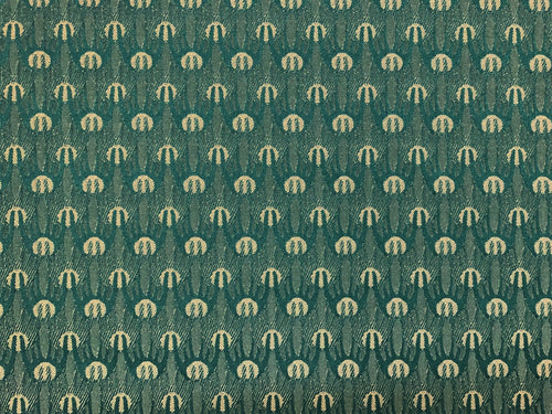 Vintage Retro Teal Green Taupe Beige Dot Abstract Geometric Upholstery Drapery Fabric