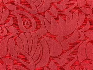 Brunschwig & Fils La Scala Figured Art Deco Geometric Water Stain Resistant Woven Red Epingle Cut Velvet Upholstery Fabric