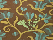 Load image into Gallery viewer, Water &amp; Stain Resistant Designer Floral Olive Green Turquoise Blue Sage Upholstery Fabric
