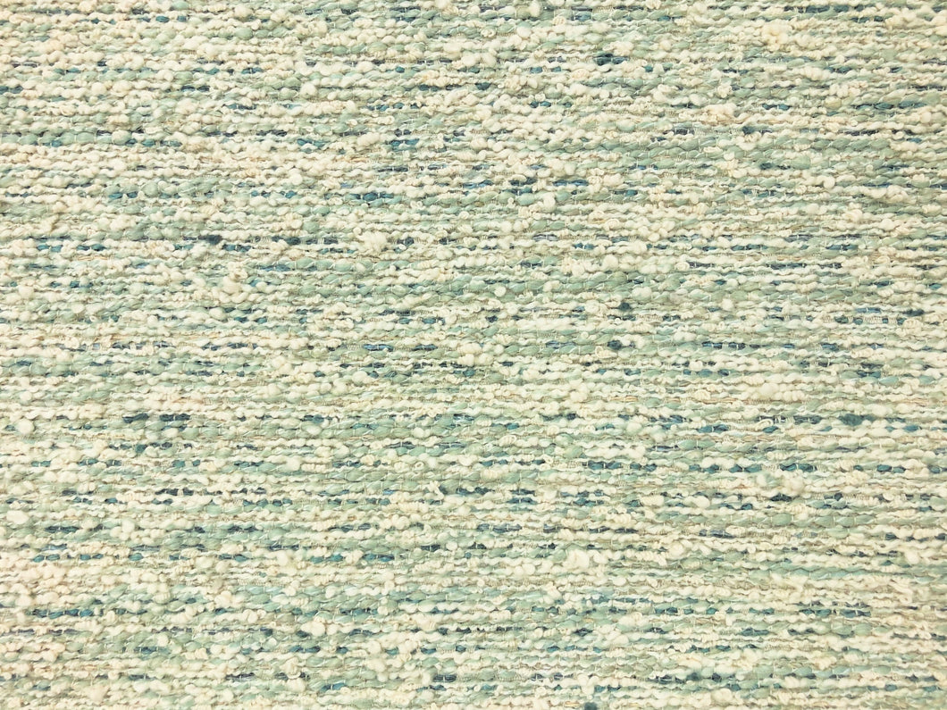 Designer Water & Stain Resistant Teal Aqua Blue Cream Woven Boucle Tweed MCM Mid Century Modern Upholstery Fabric