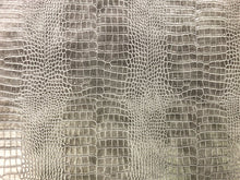 Load image into Gallery viewer, Designer Greige Gray Alligator Reptile Animal Pattern Embossed Faux Leather Upholstery Vinyl