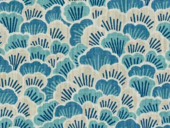 Blue Beige Abstract Chinoiserie good Upholstery Drapery Fabric