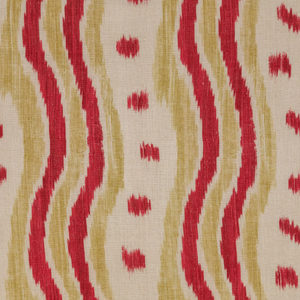 Lee Jofa Ikat Stripe Fabric / Red/Green