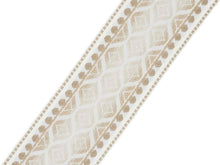 Load image into Gallery viewer, 3.5" Wide Woven Geometric Beige Cream Ivory Drapery Tape Trim