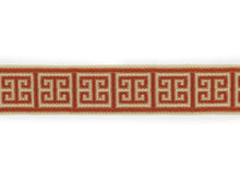 Load image into Gallery viewer, 2.5&quot; Wide Rusty Red Cream Geometric Greek Key Upholstery Drapery Border Tape Trim