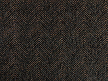 Load image into Gallery viewer, Designer Black Brown Geometric Herringbone MCM Mid Century Modern Upholstery Fabric