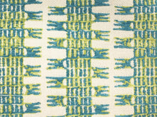 Load image into Gallery viewer, Designer Water &amp; Stain Resistant Turquoise Blue Lime Green Ivory Abstract Ethnic Upholstery Fabric