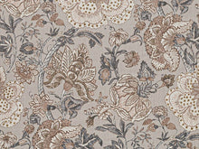 Load image into Gallery viewer, Grey Blue Brown Cream Floral Upholstery Drapery Fabric