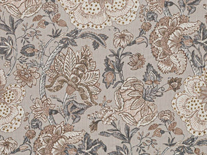 Grey Blue Brown Cream Floral Upholstery Drapery Fabric