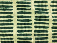 Load image into Gallery viewer, Nine Muses Charman Dash Dark Teal 11 Belgian Linen Geometric Abstract Green Ivory Upholstery Drapery Fabric