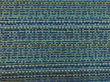 Load image into Gallery viewer, Designer Water &amp; Stain Resistant Navy Royal Blue Yellow MCM Tweed Upholstery Fabric