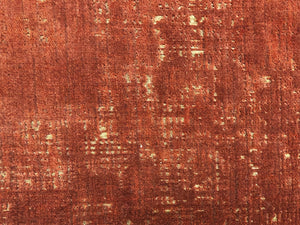 Designer Rusty Brown Gold Metallic Distressed Abstract Mid Century Modern Cotton Velvet Upholstery Fabric