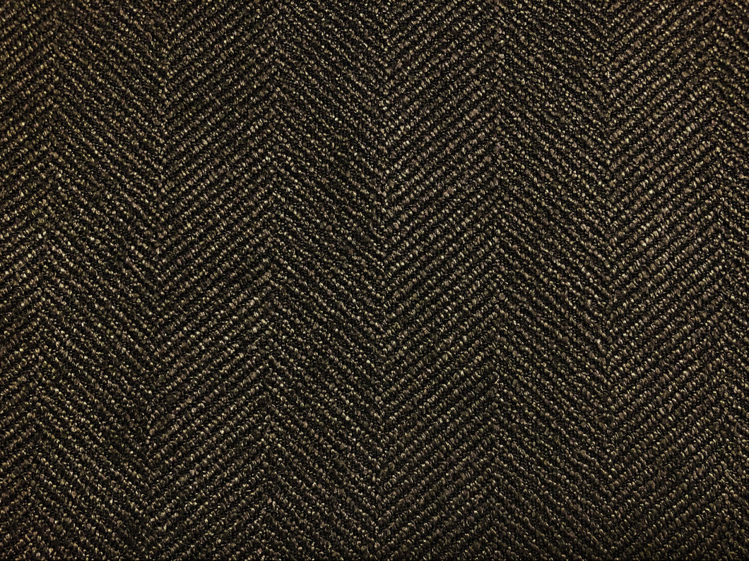 Westbury Textiles Beaumont Herringbone Charcoal Brown Geometric Mid Century Modern Stain Repellent Upholstery Fabric
